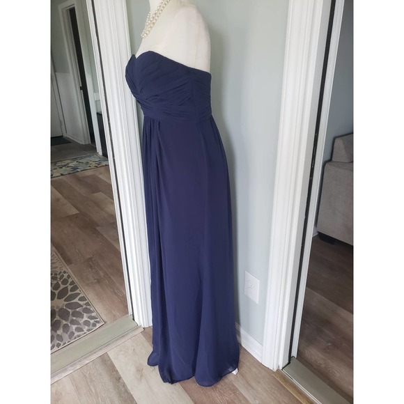 David's Bridal Navy Chiffon strapless dress 4 - Picture 4 of 5